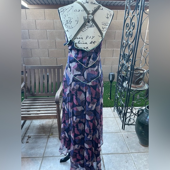 Diesel 100% Silk Fregius Vestito High Low Handkerchief Maxi Dress Sz XS - Picture 3 of 16